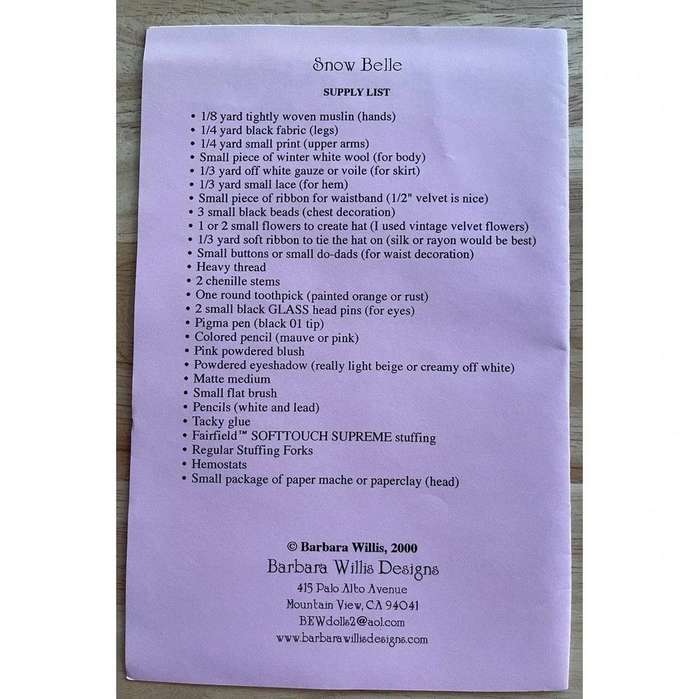Barbara Willis Designs Pattern SNOW BELLE 11